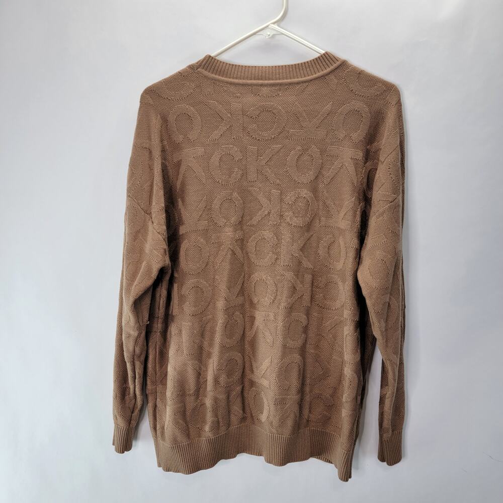Calvin Klein Monogram Tan Crewneck Sweater Size Large